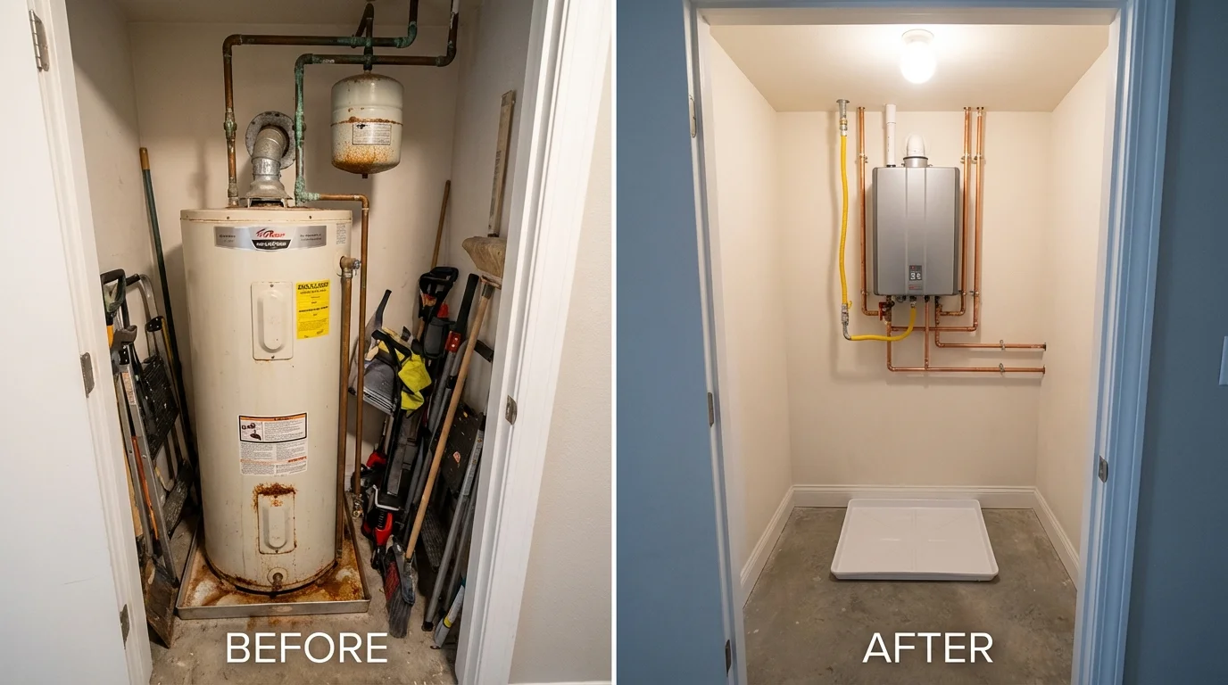 Tank water heater versus wall-mounted tankless unit comparison for Evanston, WY homeowners
